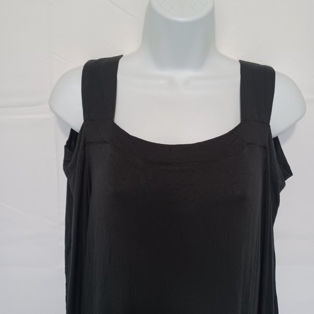 Venus women top black cold shoulder stretch sz M feminine dark academia casual - Picture 4 of 6